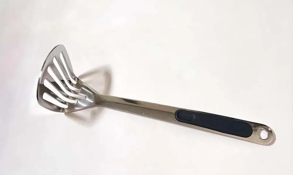 Stainless Steel Potato Masher with Ergonomic Black Silicone Grip Handle